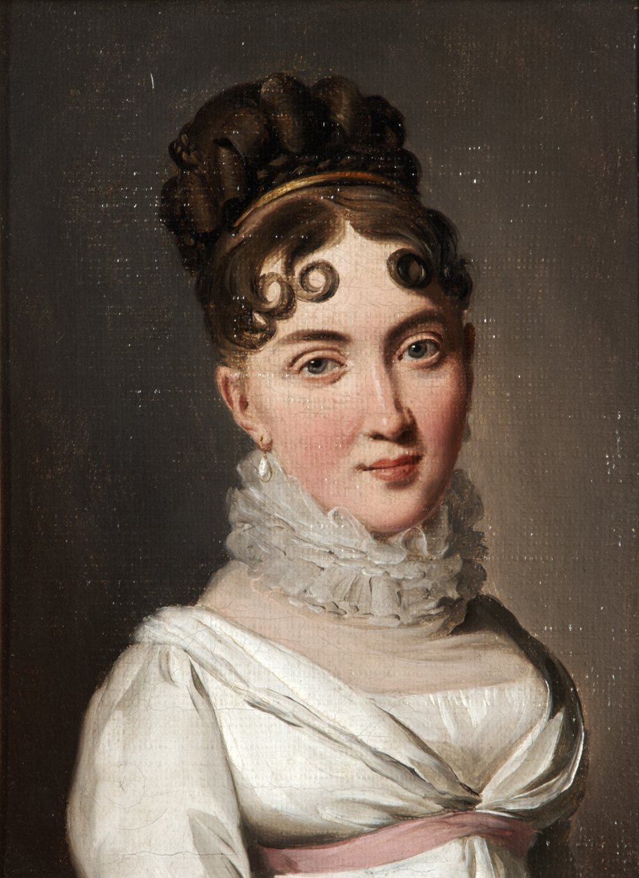 Portræt af en ung kvinde med blondekrave af Louis Leopold Boilly