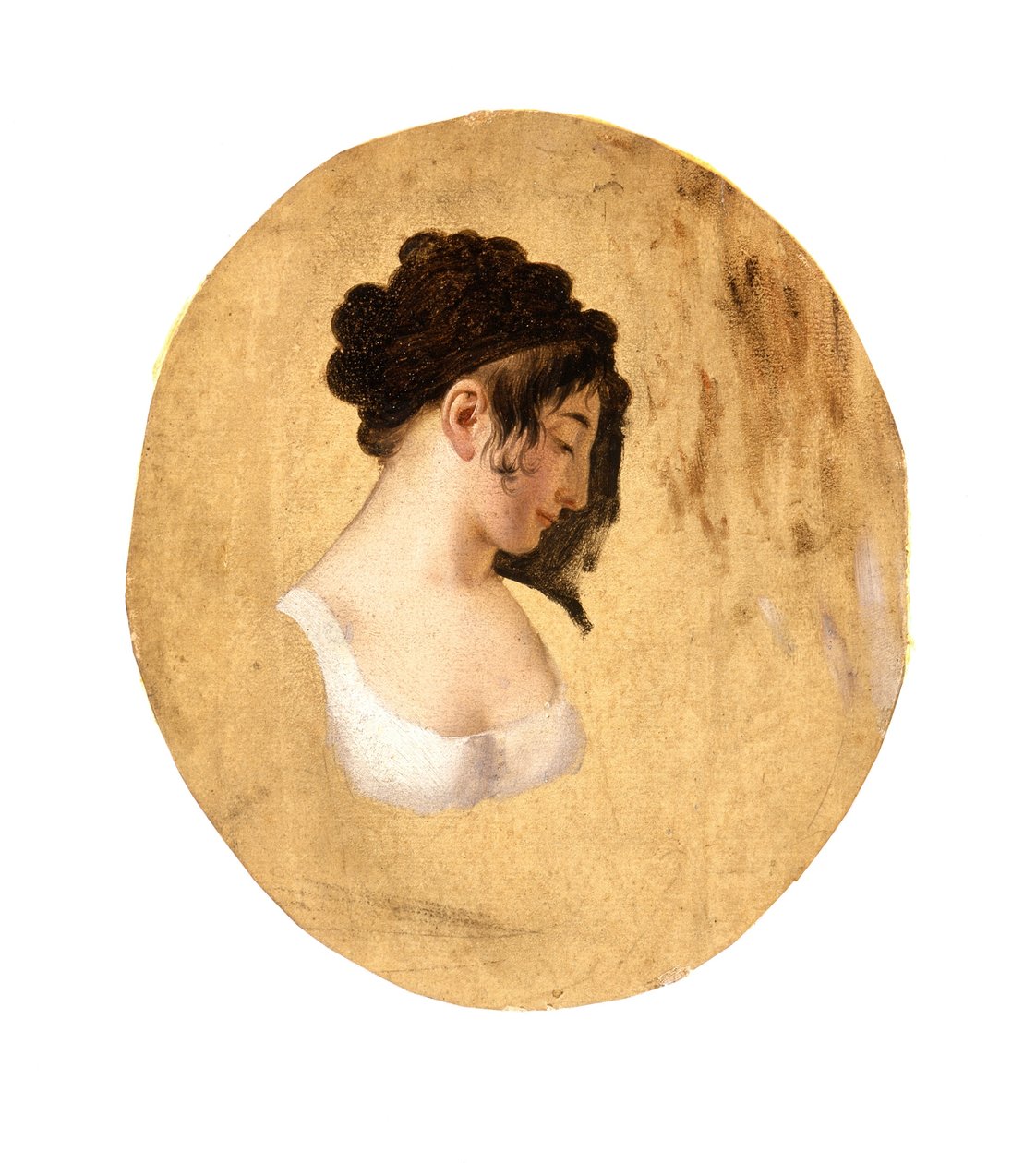 Profil af en ung kvindes hoved, ca. 1794 (olie på papir på lærred) af Louis Leopold Boilly