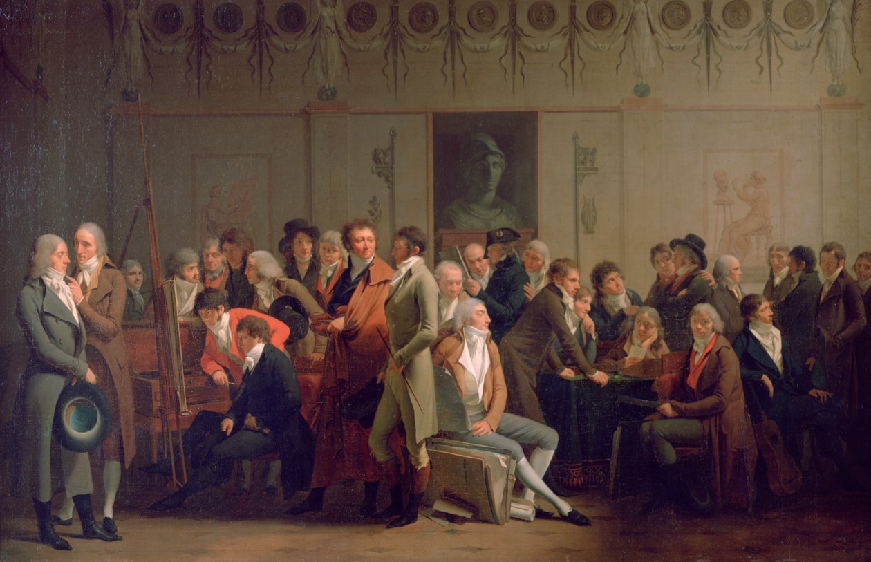 Genforening af kunstnere i Studio of Isabey, 1798 af Louis Leopold Boilly