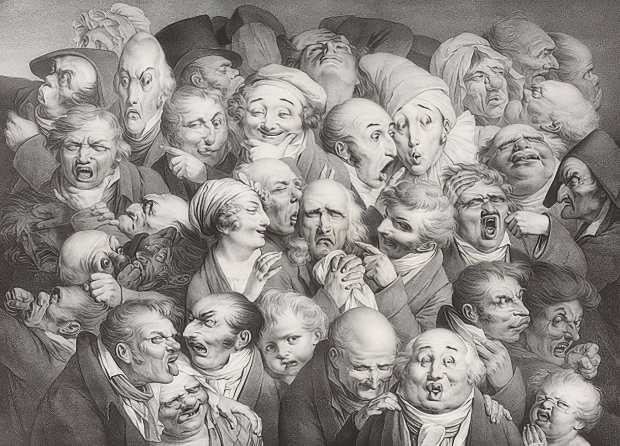 Møde af 35 forskellige hoveder (35 verschiedene Köpfe). 1825 af Louis Leopold Boilly