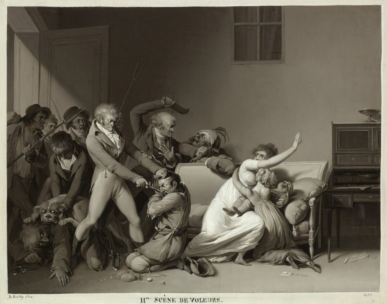 Anden scene af indbrudstyve: Indbrudstyvene arresteret, 1810 af Louis Leopold Boilly