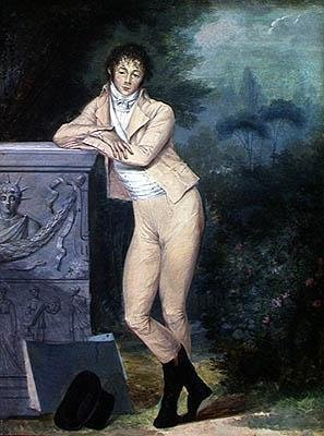 Selvportræt i en have (gouache på papir) af Louis Leopold Boilly