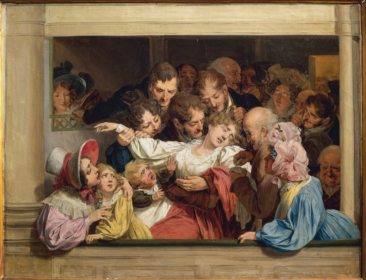Scene på en dag med gratis underholdning: effekten af melodrama, af Louis Leopold Boilly, olie på lærred af Louis Leopold Boilly