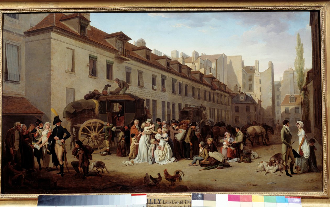 Ankomsten af en flid i gården af budskaber Maleri af Louis Leopold Boilly (1761-1845). 1803. . af Louis Leopold Boilly