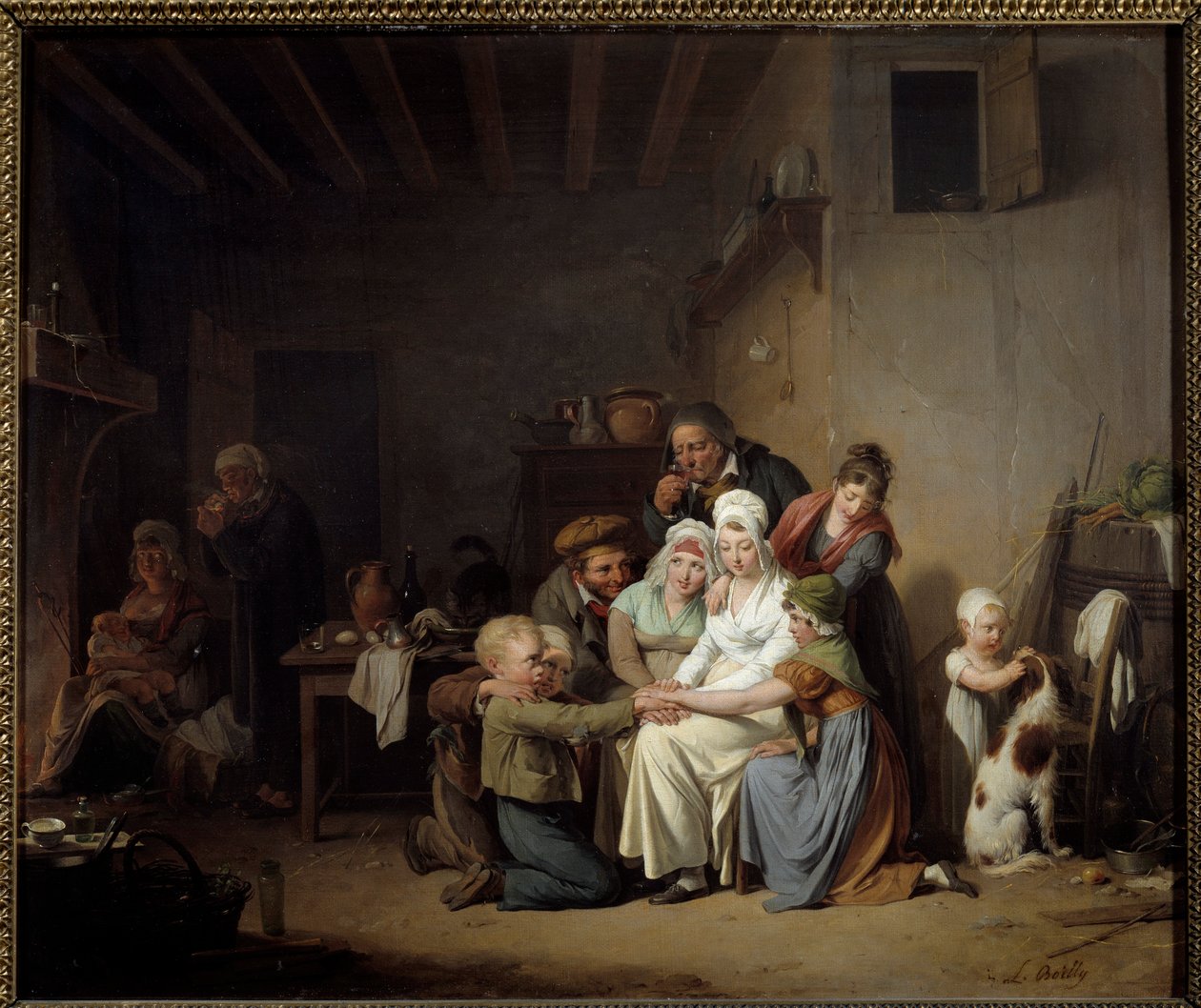 The Game of Beef Foot Painting af Louis Leopold Boilly (1761-1845) af Louis Leopold Boilly