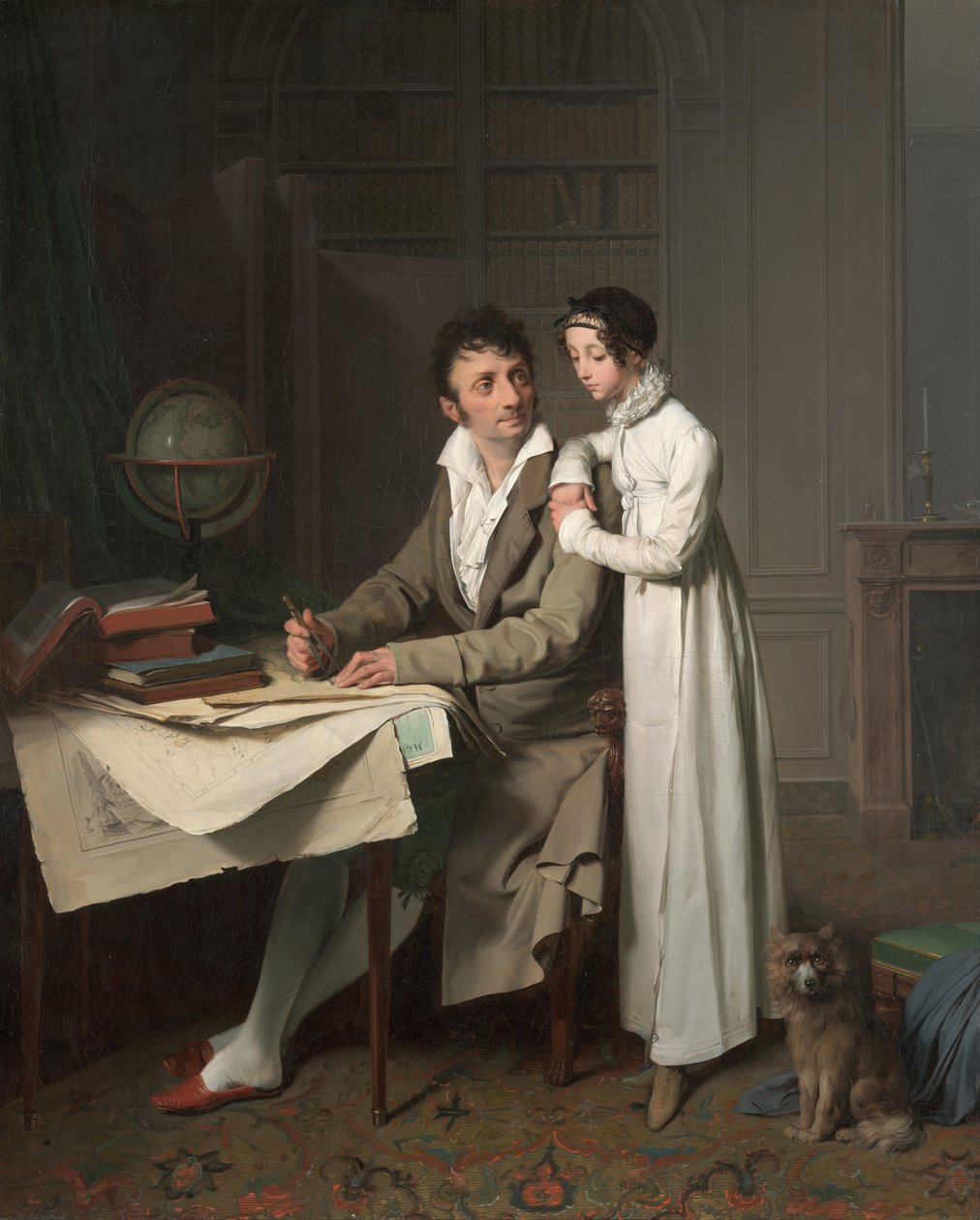 Geografilektionsportrættet af Monsieur Gaudry og hans datter af Louis Leopold Boilly
