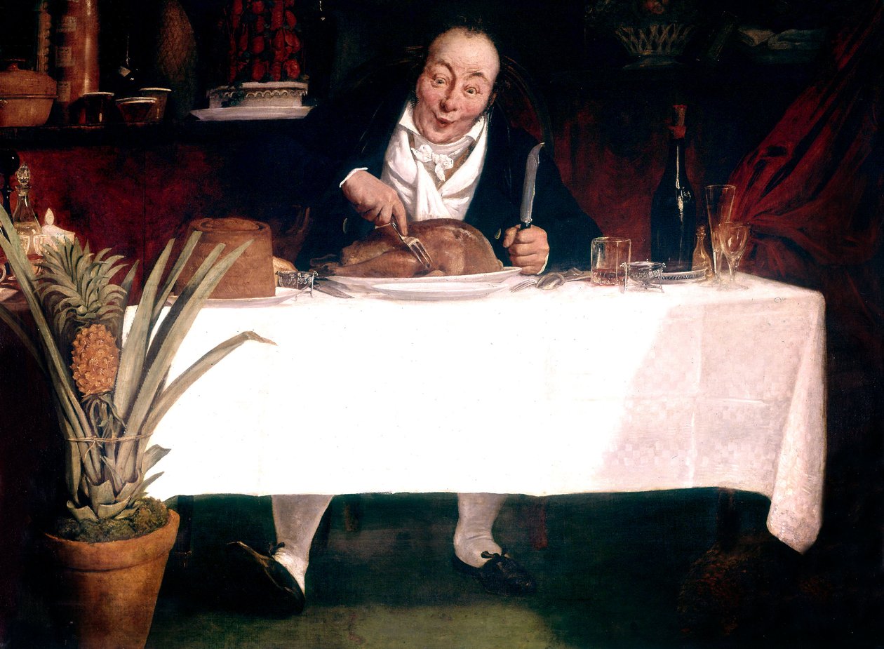 Gourmanden: Mand, der spiser kalkun af Louis Leopold Boilly