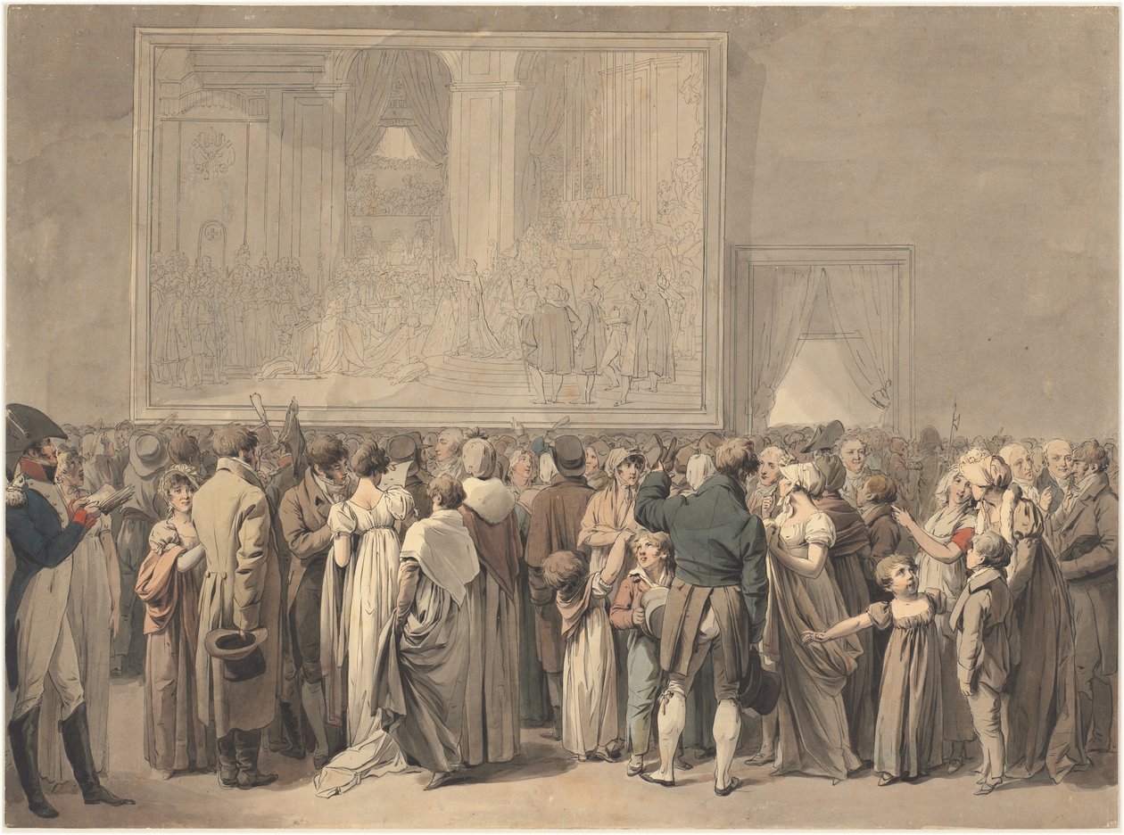 Offentligheden i Louvre-salonen, ser maleriet af "Sacre" af Louis Leopold Boilly