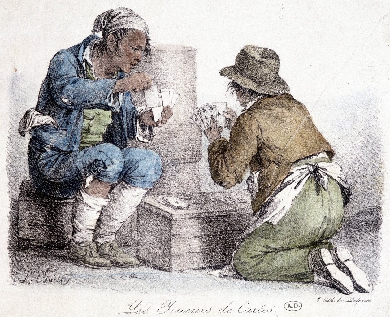 Kortspillerne, gravering af L. Boilly, ca. 1820. af Louis Leopold Boilly