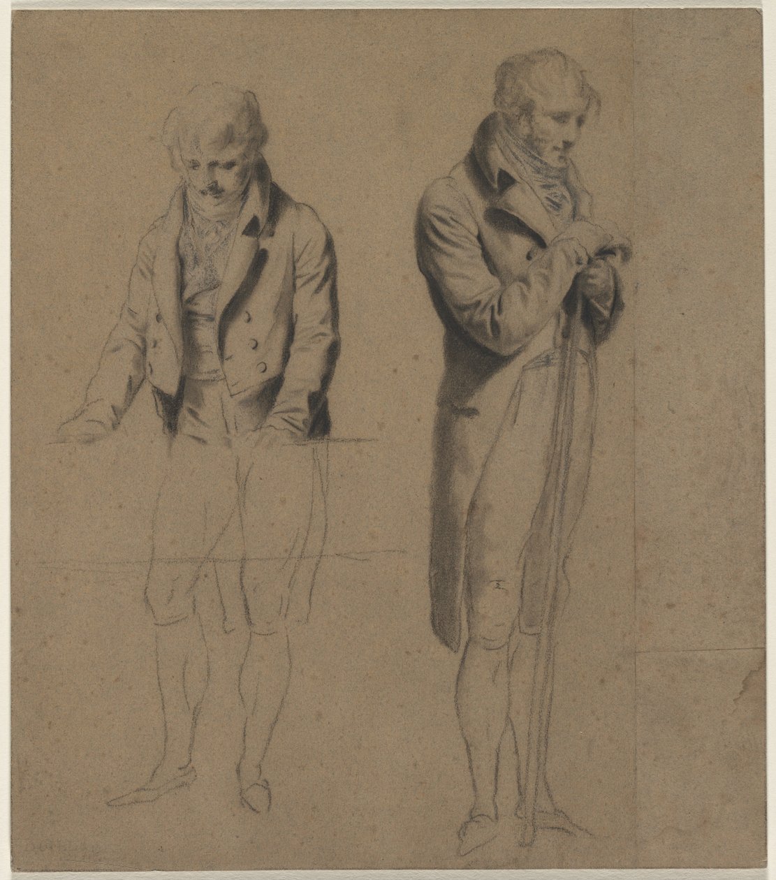 To stående figurer undersøgelse for et spil billard, ca. 1807. af Louis Leopold Boilly