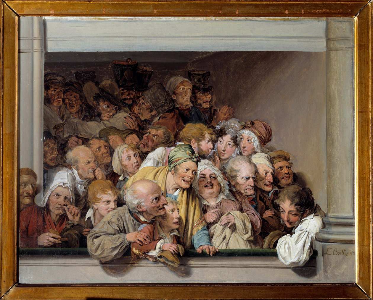 Une loge, le jour du spectacle gratuit Peinture de Louis Leopold Boilly (1761-1845) 1830 Søn. 0,33x0,41 m Versailles, musee Lambinet - Teaterboks, dagen for den frie forestilling. Maleri af Louis Leopold Boilly (1761-1845) af Louis Leopold Boilly