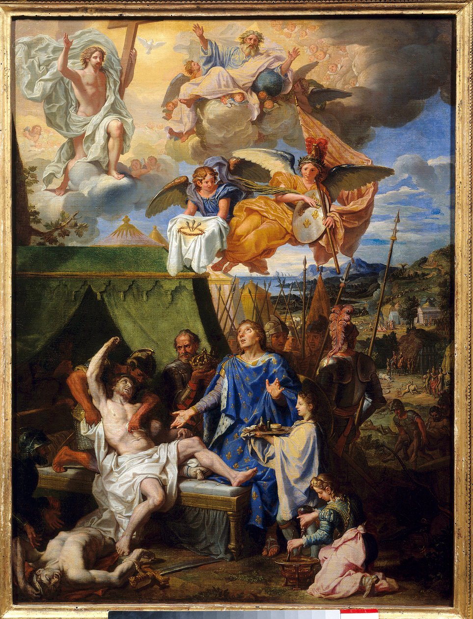 Thaumaturgy: "" Kong Louis IX (1214-1270) (Saint Louis) i krig mod ecrouelles"" Maleri af Louis Licherie De Beury (1629-1687) Søn. 0,79 x 0,58 m Rouen, Fine Arts Museum af Louis Licherie de Beurie