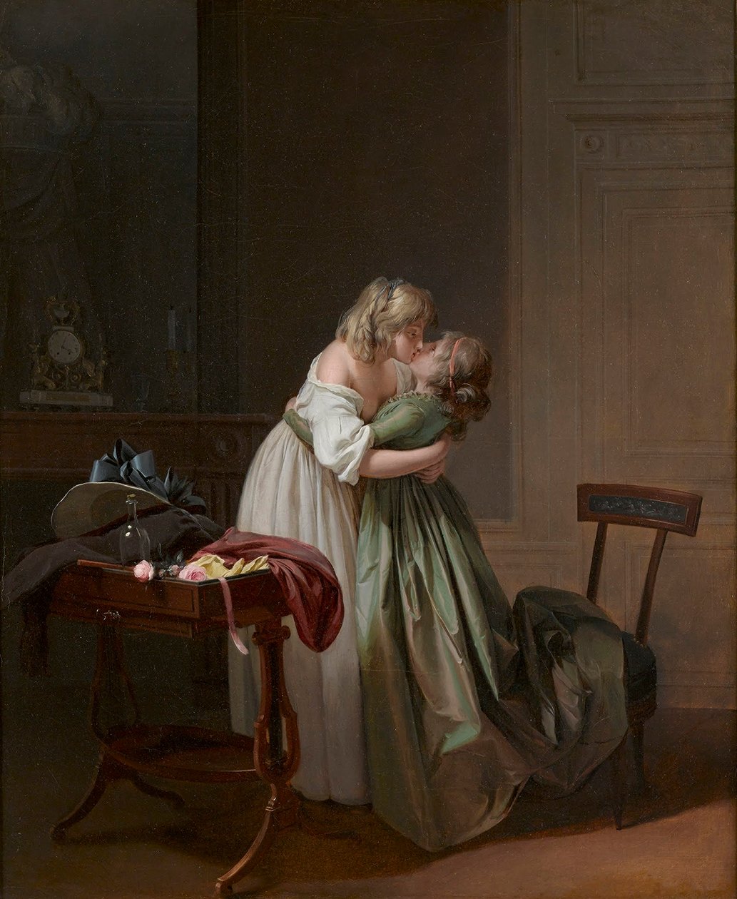 Louis-Léopold Boilly - To unge kvinder kysser hinanden af Louis Leopold Boilly