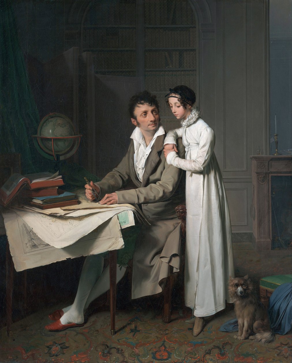 Geografilektionen (Portræt af Monsieur Gaudry og hans datter) af Louis Leopold Boilly
