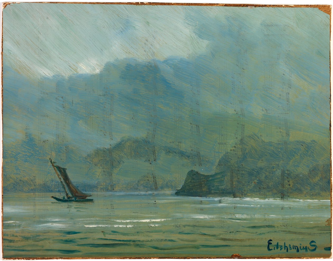 Lyseblåt landskab af Louis M. Eilshemius