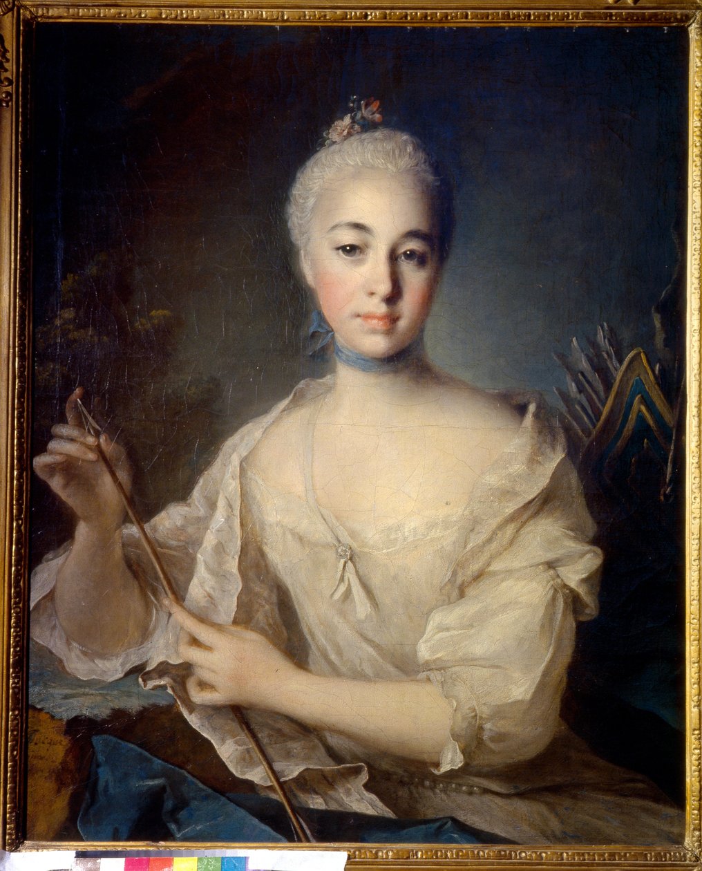 Portræt af grevinde Anna Vorontsova (1743-1769) (Portræt af grevinde A. Vorontsova). Maleri af Louis Tocque (1696-1772), olie på lærred, ca. 1758. Fransk kunst af Louis Tocqué