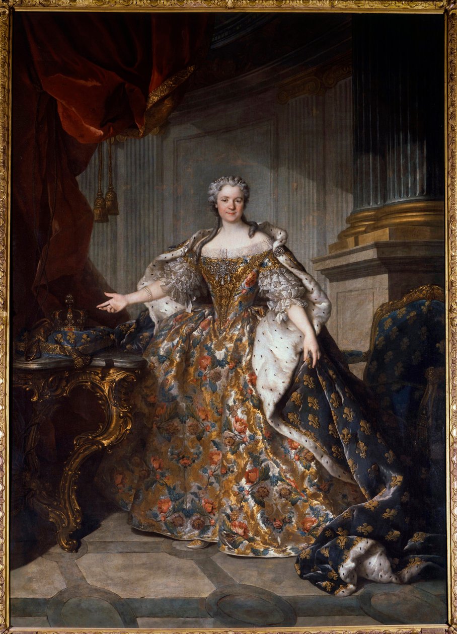 Portræt af Marie Lesczinska (Lesczynska) (1703-1768) Dronning af Frankrig Maleri af Louis Tocque (1696-1772) 1740 søn. 2,77x1,91 m - Portræt af Marie Leczinska (Leszczynska) (1703-1768) - Maleri af Louis Tocque (1696-1772), olie på lærred (277x7x191 cm) af Louis Tocqué