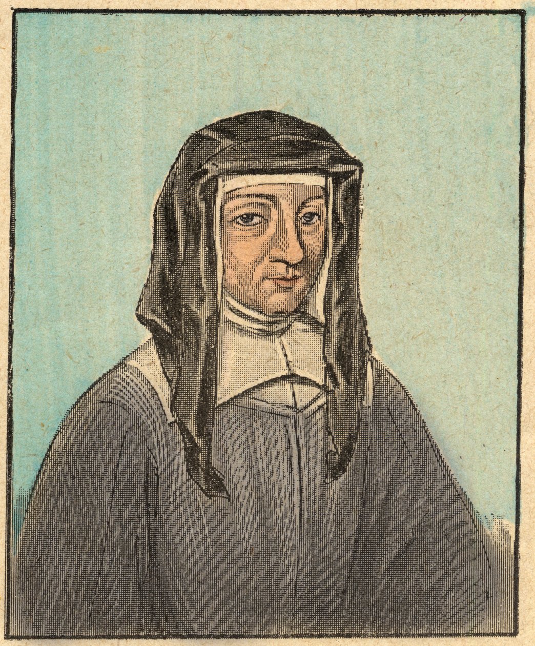 Portræt af Louise de Marillac (Louise Le Gras) (1591-1660) - Indgravering fra “” Religiøs lære ved øjnene. Wonderful Album” af Louis Maitrejean og Georget Ramond - Frankrig 1910 af Louis Maitrejean