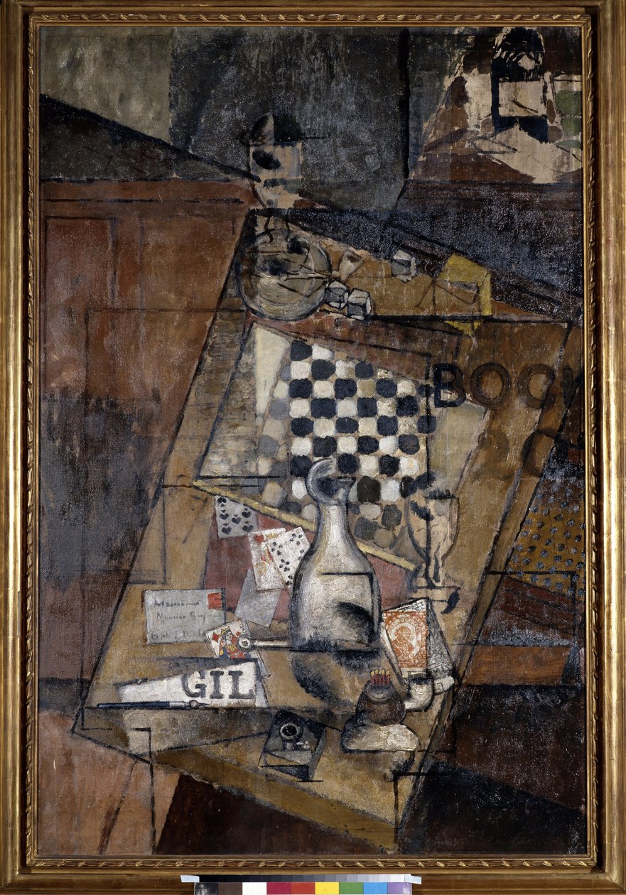 Stilleben med skak. Maleri af Louis Markus kendt som Louis Marcoussis (1878-1941) af Louis Marcoussis