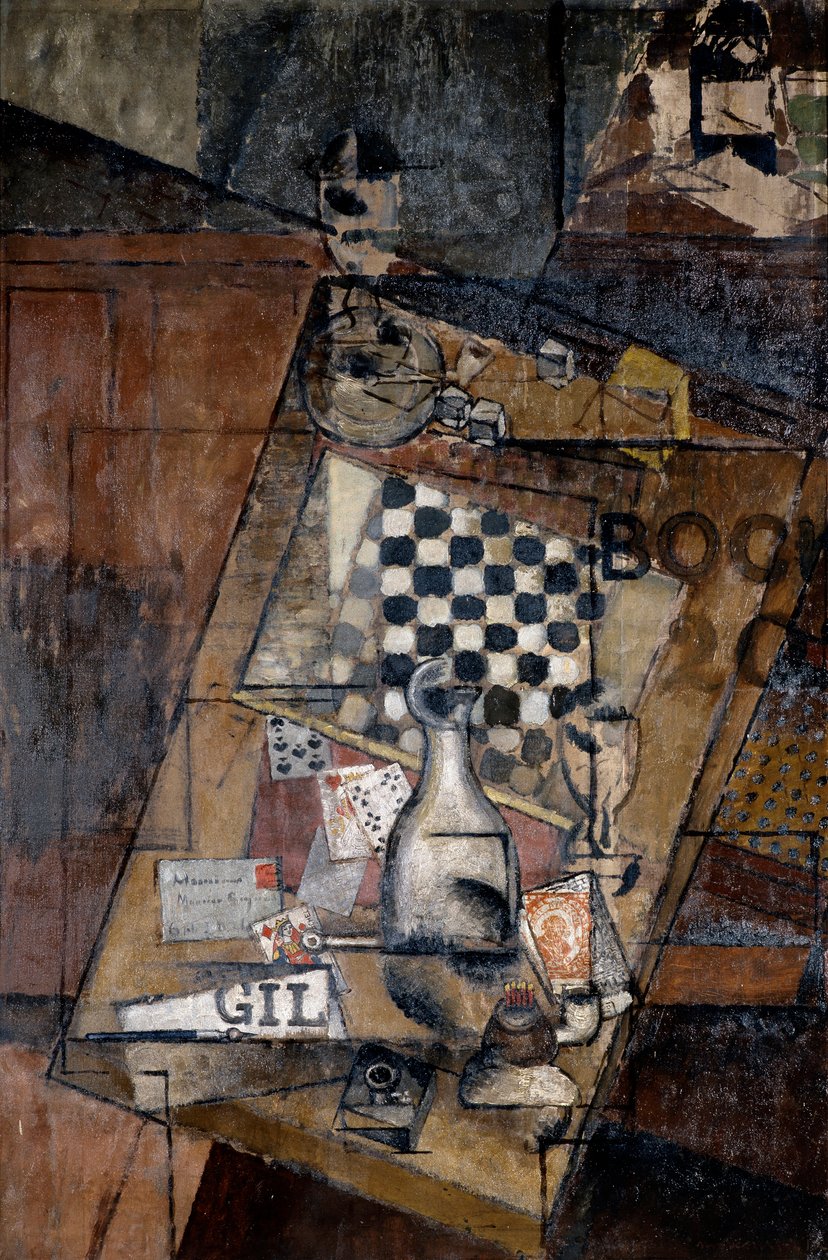 Stilleben med et skakbræt, 1912. af Louis Marcoussis