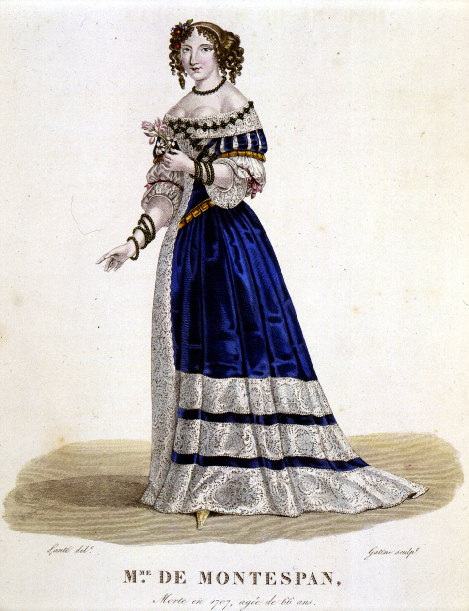 Francoise Athenais (Francoise-Athenais) af Rochechouart Mortemart, Marquise de Montespan (eller Madame de Montespan) (1640-1707) - i "French Gallery of Famous Women", tegning af Louis Maris Lante, Paris af Louis Marie Lante