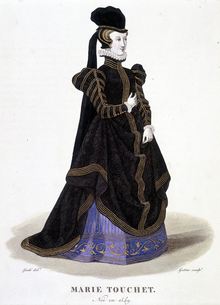 Portræt af Marie Touchet (1549-1638). I "" Fransk galleri med berømte kvinder"" af Louis Marie Lante