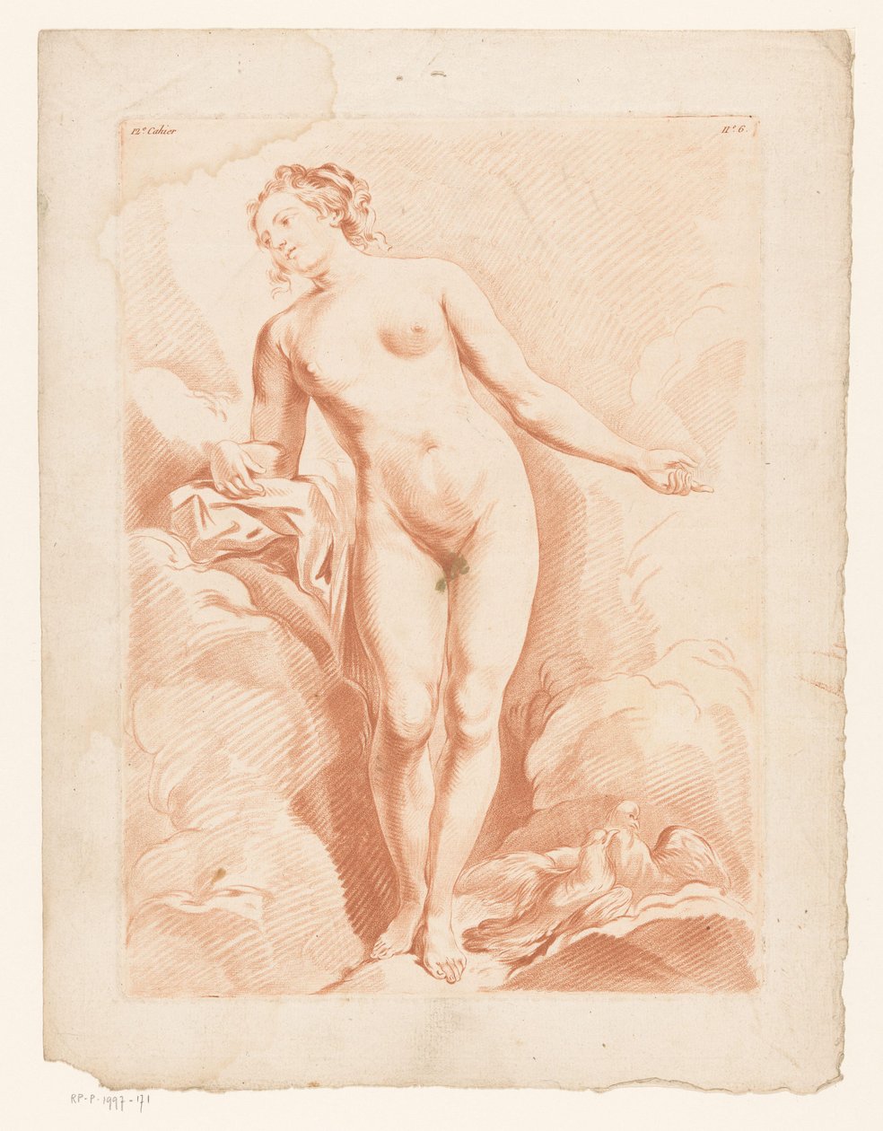 Nøgen Venus med to turtelduer af Louis Marin Bonnet (possibly)