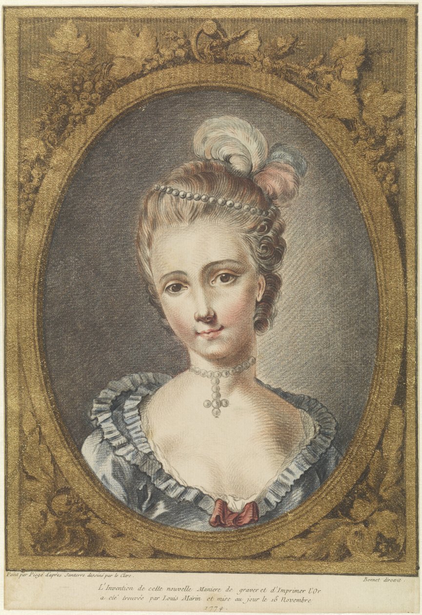 Buste af en ung kvinde med perlehalskæde af Louis Marin Bonnet