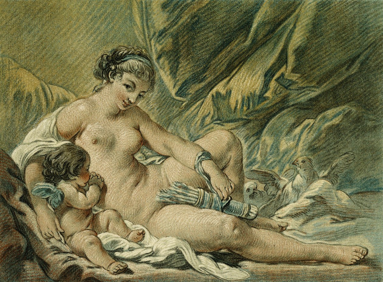 Kærlighed overbeviser Venus om at overgive sine våben, efter F. Boucher; Kærlighed beder Venus om at give sine våben tilbage, efter F. Boucher, 1768 af Louis Marin Bonnet