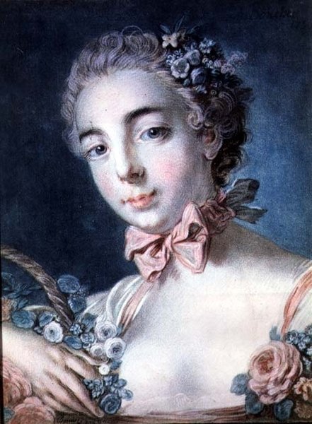 Tete de Flore, portræt af Mme Baudion, datter af Boucher, efter en tegning af Boucher af Louis Marin Bonnet