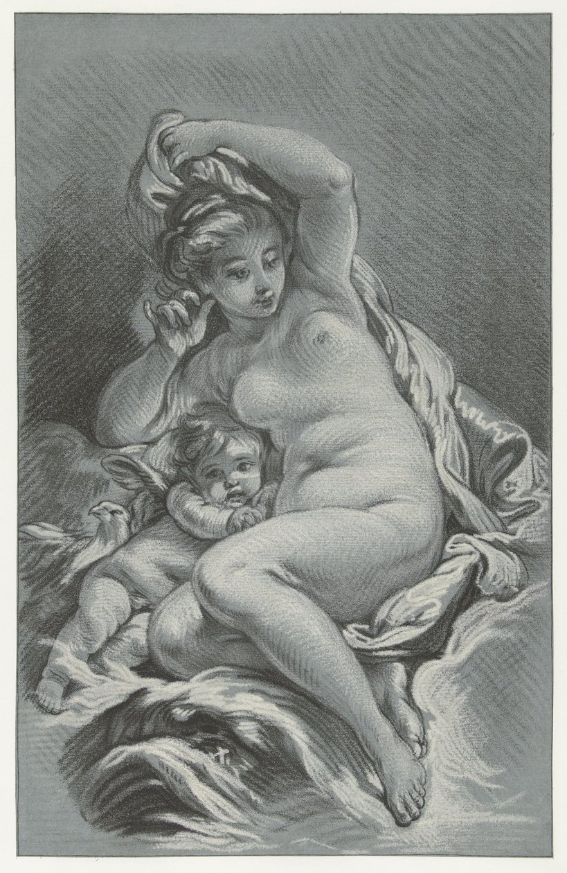 Venus i Cupido Venus og Amor på en delfin af Louis Marin Bonnet
