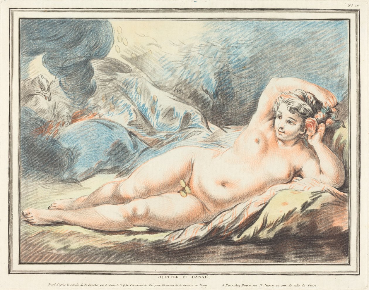 Jupiter og Danaë af Louis Marin Bonnet after François Boucher