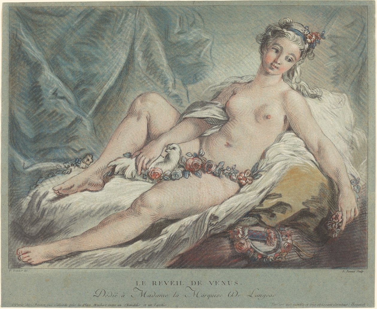 Venus stiger af Louis Marin Bonnet after François Boucher