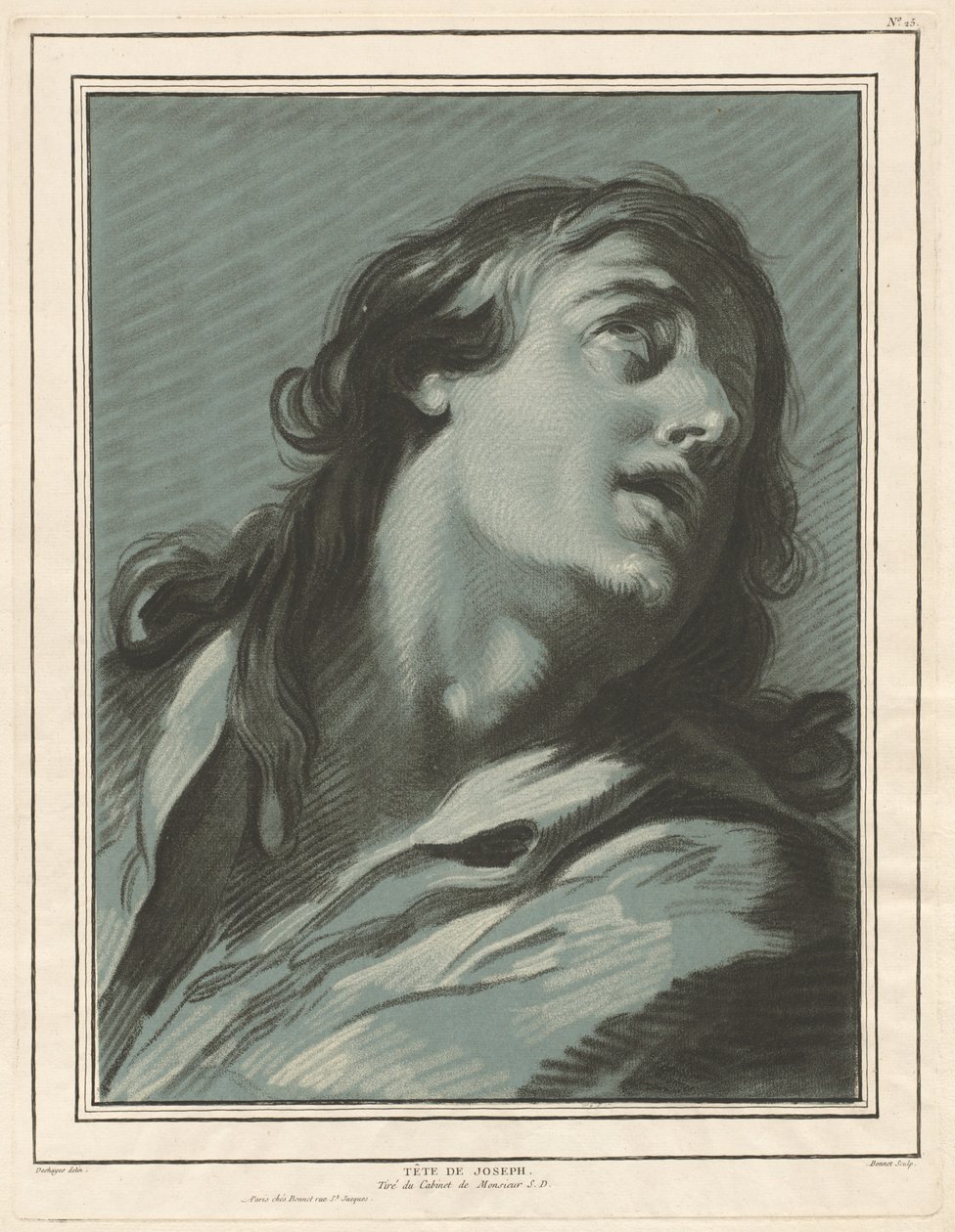 Tête de Joseph (Josephs leder) af Louis Marin Bonnet, after Jean Baptiste Deshays