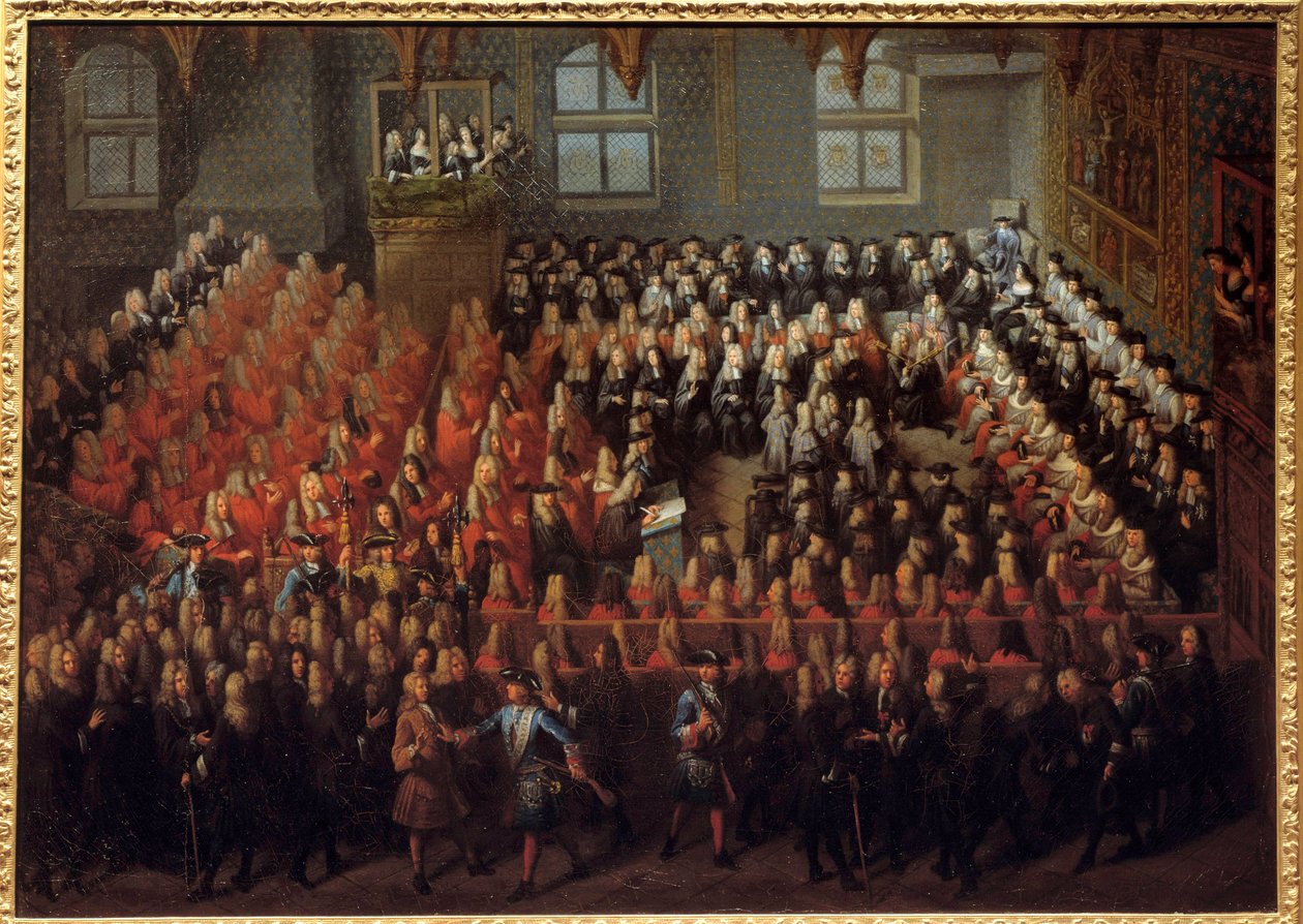 Retfærdighedens seng holdt af Ludvig XV (1710-1774) i Storkammeret i Paris