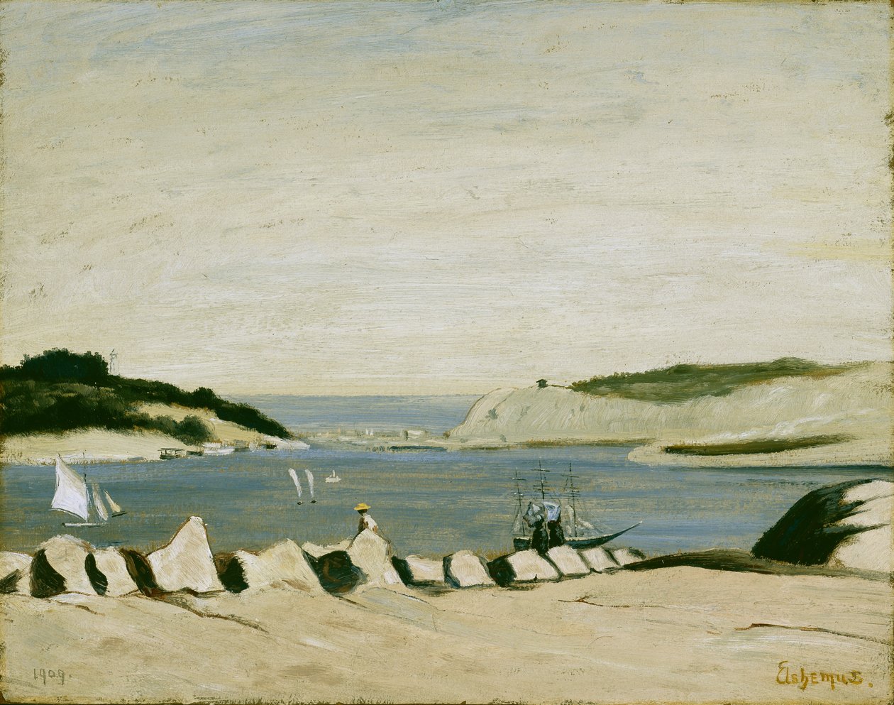 Coast Scene, 1909 (olie på papir, monteret på lærred) af Louis Michel Eilshemius