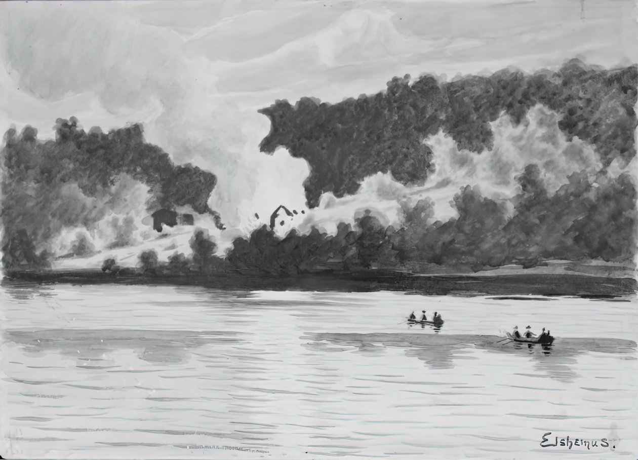 Brand set fra East Lyme, Connecticut, 1900. af Louis Michel Eilshemius
