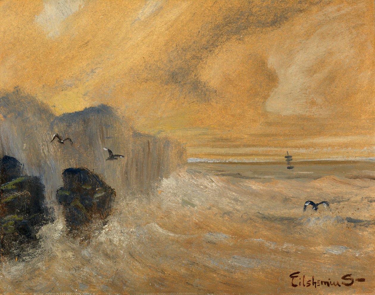 Rocky Seashore, slutningen af det 19.-begyndelsen af det 20. århundrede. af Louis Michel Eilshemius