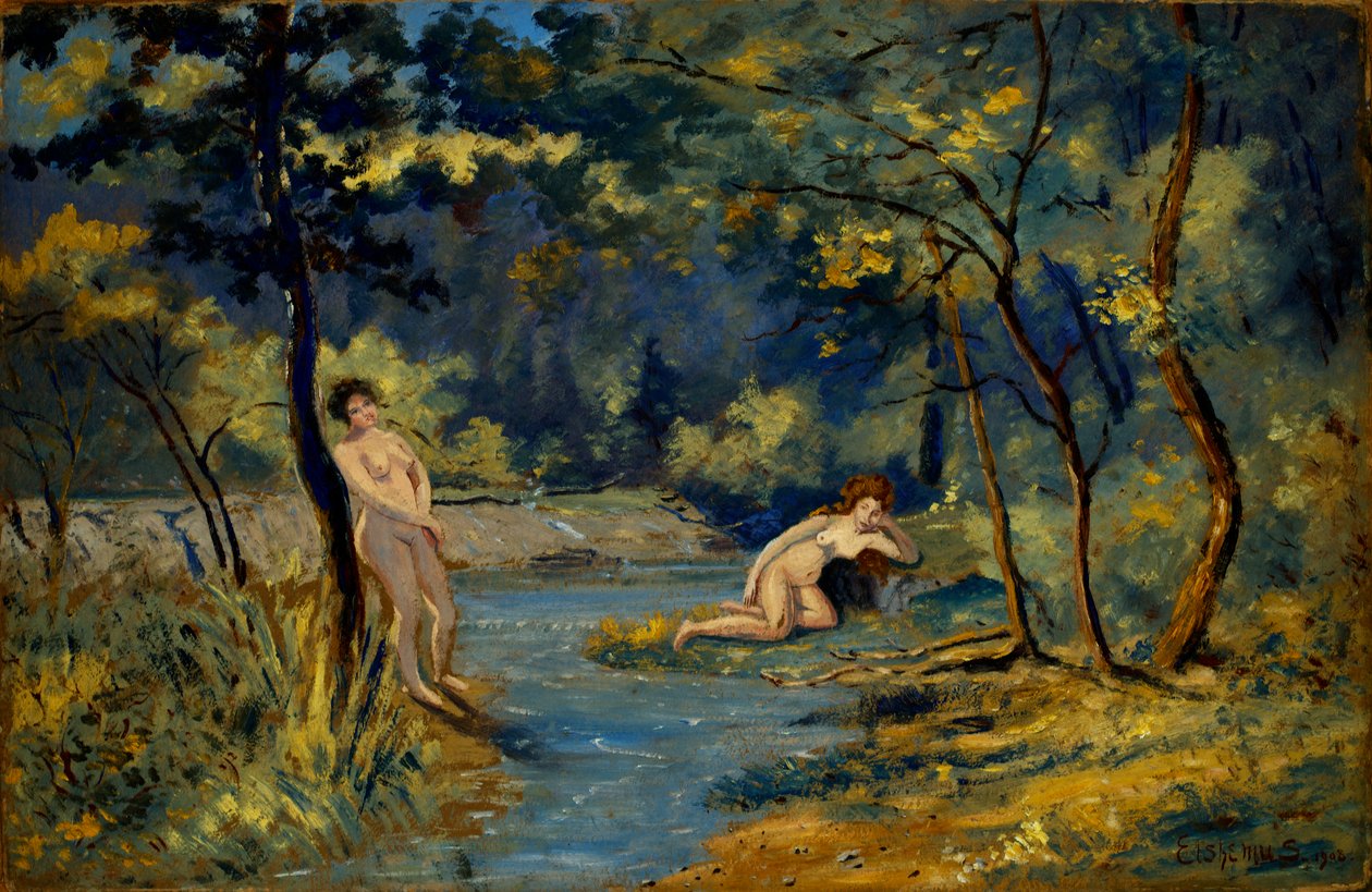 Stående og liggende nymfer, 1908. af Louis Michel Eilshemius