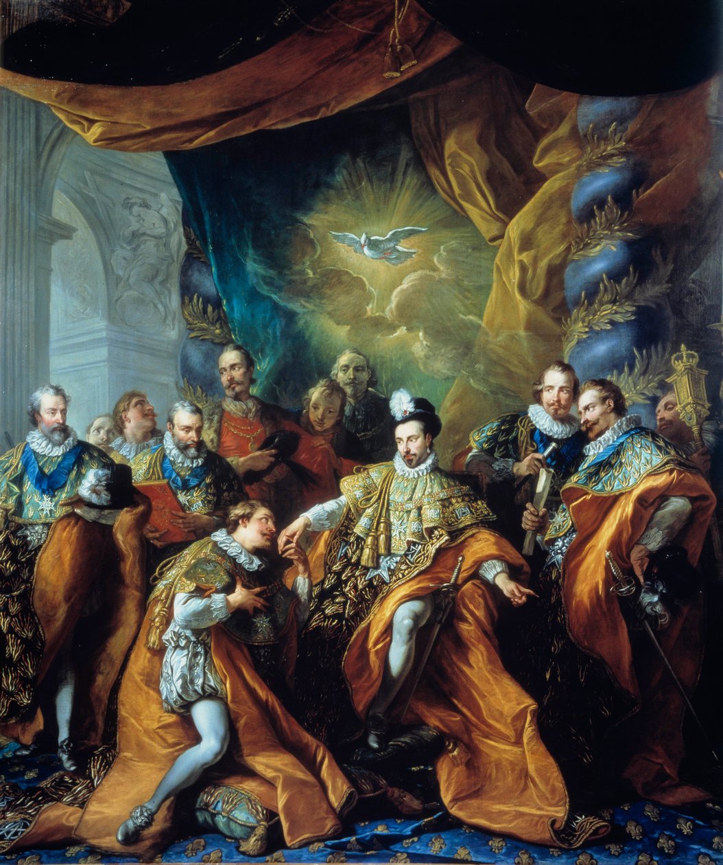 Institution of the Holy Spirit Order (Order of the Holy Spirit) af Henry III Maleri af Louis Michel van Loo (1707-1771). 1700-tallet. Paris, Musee de la Legion d