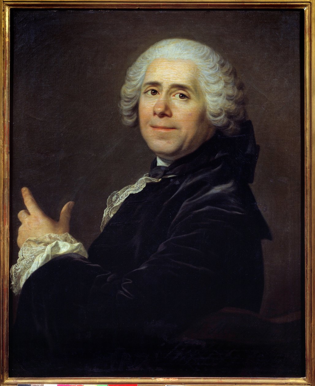 Portræt af Pierre Carlet de Chamblain de Marivaux (1688 - 1763) dit Marivaux, fransk forfatter - Maleri af Louis Michel Van Loo (1707 - 1771) af Louis Michel van Loo