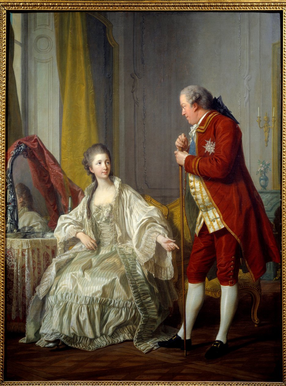 Portræt af markisen og markisen af Marigny. Abel-Francois Poisson de Vandieres, Marquis de Marigny, direktør for kongens bygninger (1727-1781) og hans hustru Julie Filleul (1751-1822), datter af Ludvig XV. Maleri af Louis Michel Van Loo (1707-1771) af Louis Michel van Loo