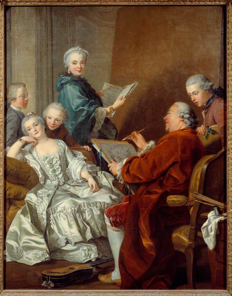 Maleren Carle van Loo og hans familie Maleri af Louis Michel van Loo (1707-1771) 1700-tallet søn. 2x1,56 m Versailles, musee du chateau af Louis Michel van Loo