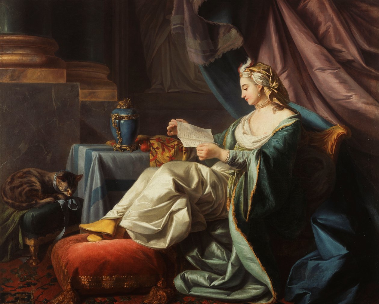 En ung sultan læser et brev, af Louis Michel van Loo