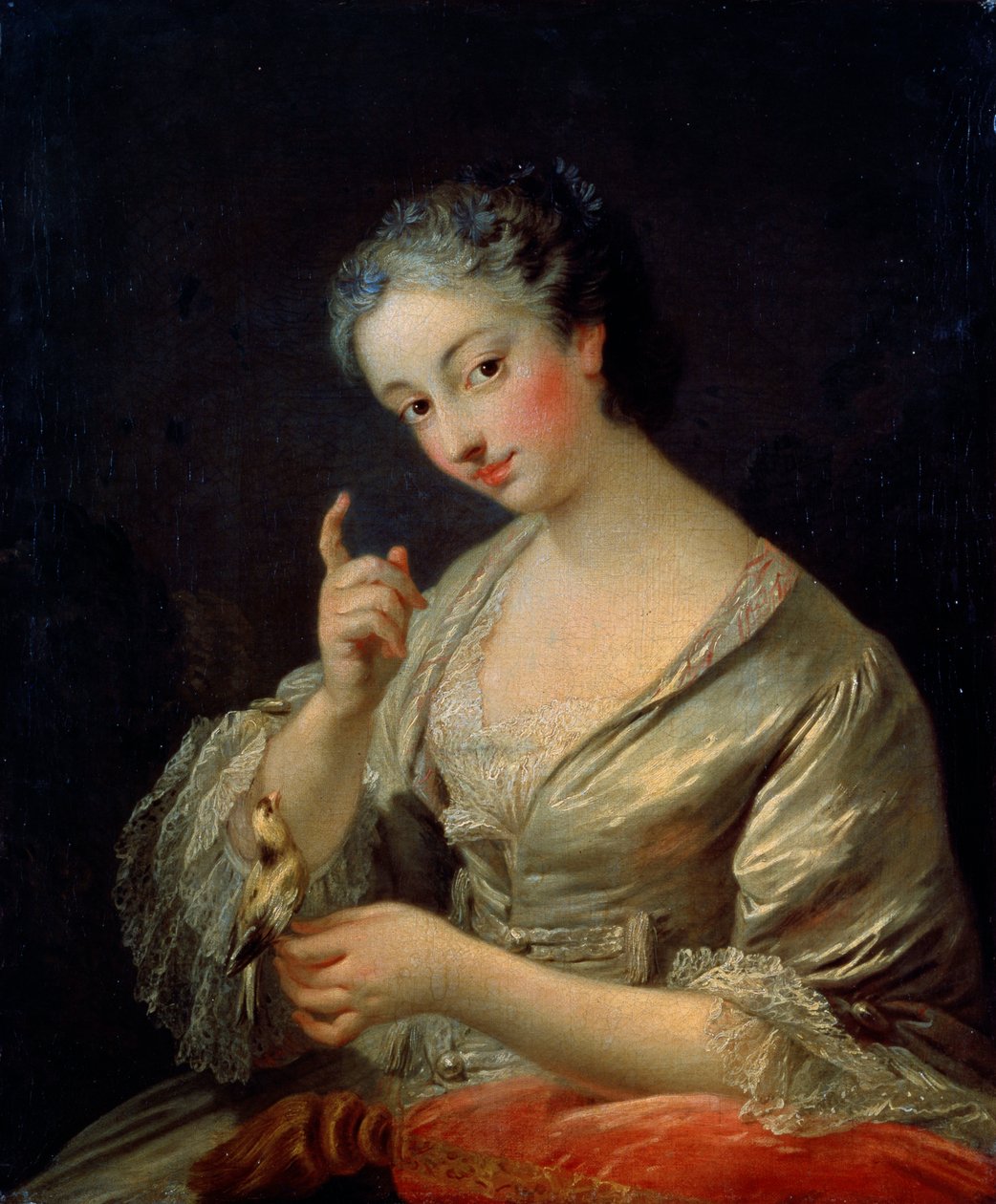 Dame med en fugl, 1700-tallet. af Louis Michel van Loo