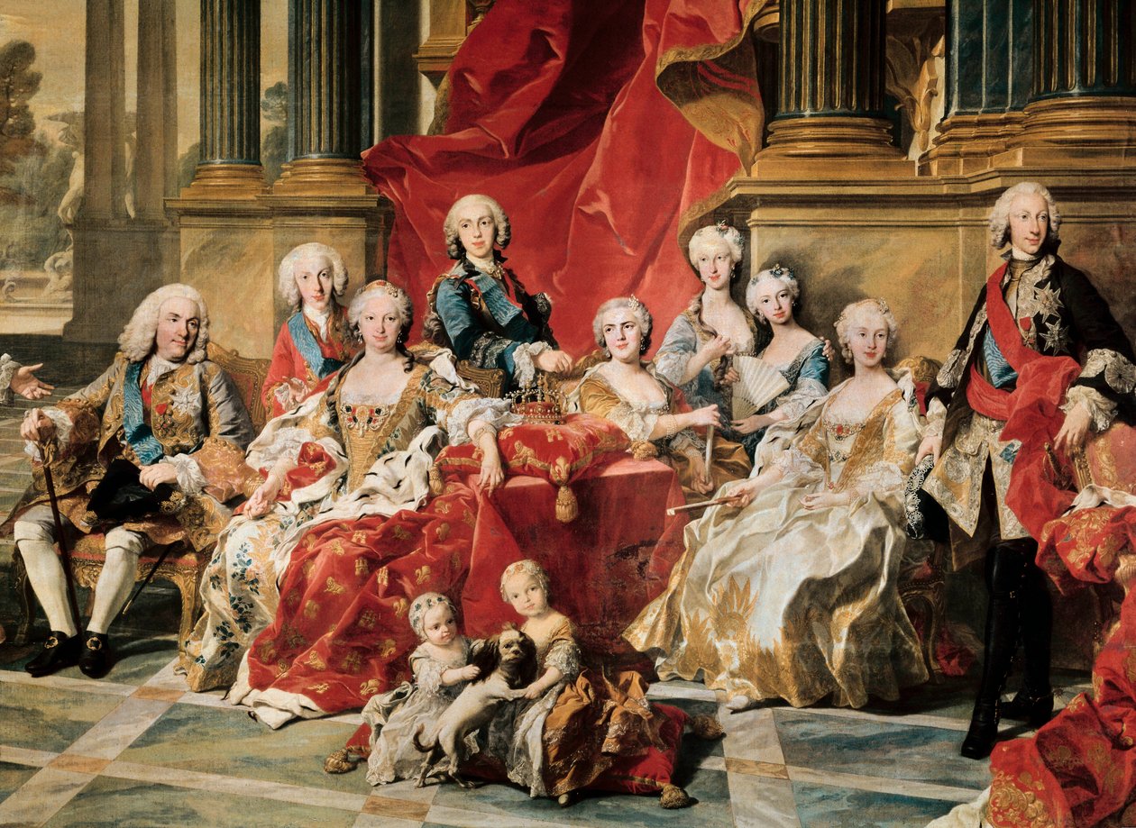 Philip V omgivet af sin familie. Detalje af et maleri af Louis Michel van Loo af Louis Michel van Loo