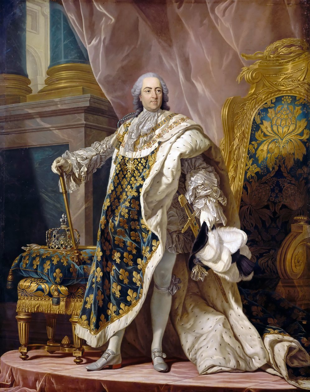 Portræt af Ludvig XV i hans kongelige dragt af Louis Michel van Loo