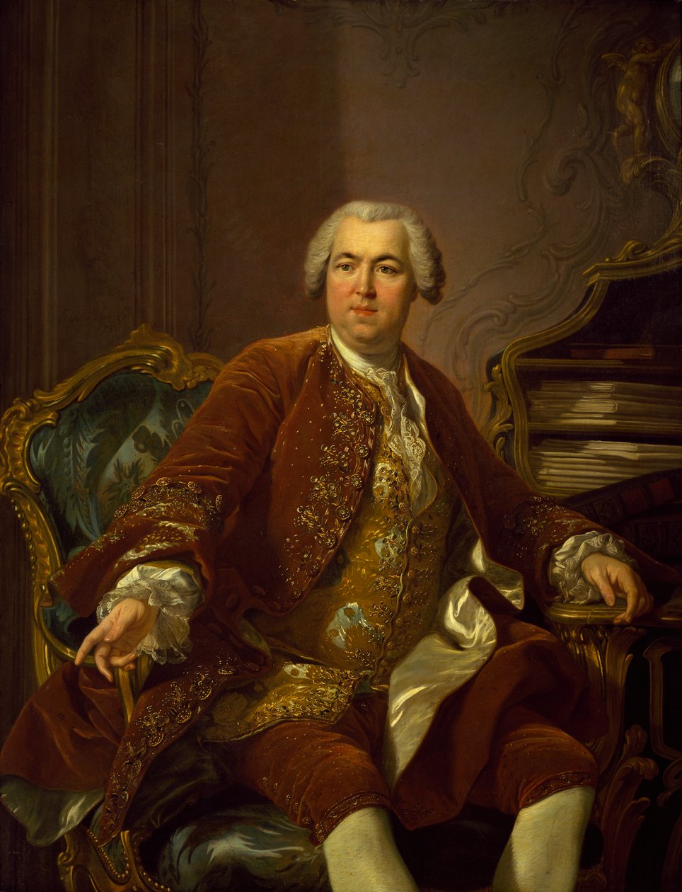 Portræt af Nicolas Beaujon af Louis Michel van Loo (1707-1771) af Louis Michel van Loo