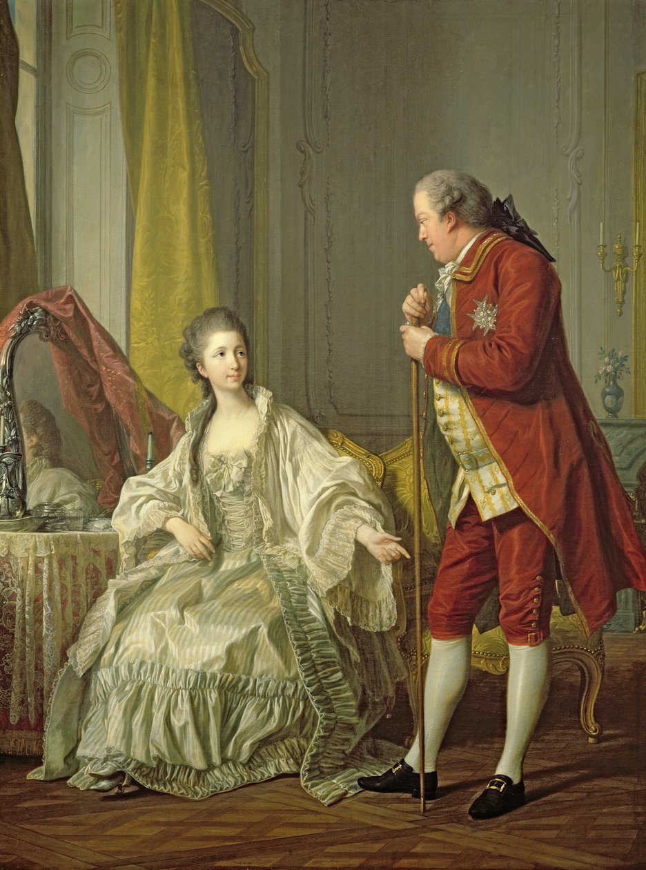 Portræt af Marquis de Marigny og hans kone, Marie-Francoise Constance Julie Filleul af Louis Michel van Loo