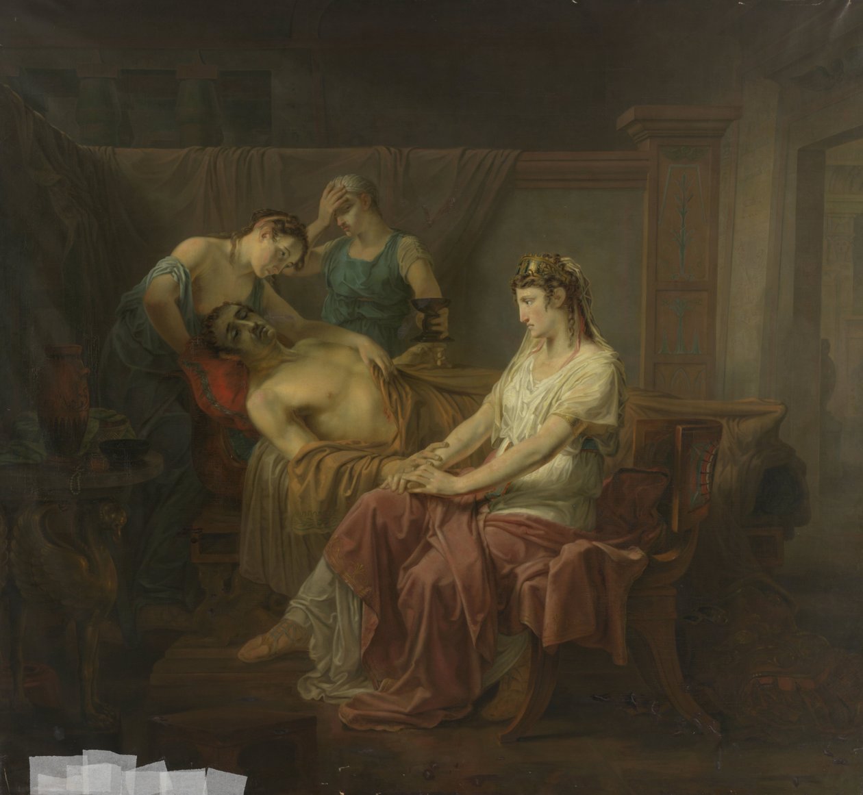 Den dødeligt sårede Mark Anthony med Cleopatra af Louis Moritz